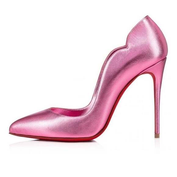Christian Louboutin Hot Chick 100 Confettis Pink Leather Pointed Heel Pump 38 - Picture 3 of 12